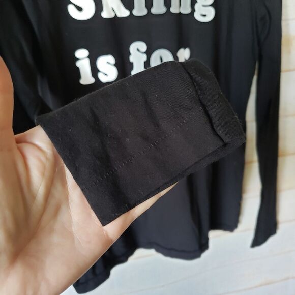Sol Angeles "skiing is for lovers" Long Sleeve Knit T-Shirt Women's Small Black - Picture 4 of 7